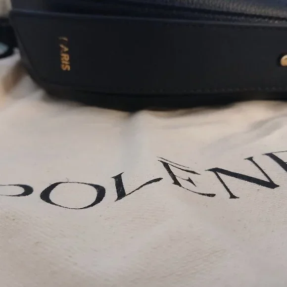 *New* POLENE "Tonca" black leather crossbody black leather w/gold accent - Picture 8 of 8